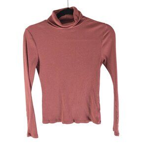 Old Navy Ribbed Long Sleeve Turtleneck Top XS Cotton Blend Pink